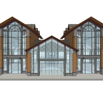 欧式售楼处建筑方案草图大师模型，售楼部建筑沙盘sketchup模型免费下载