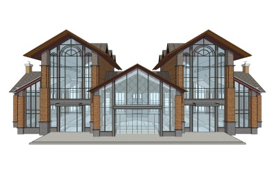 欧式售楼处建筑方案草图大师模型，售楼部建筑沙盘sketchup模型免费下载