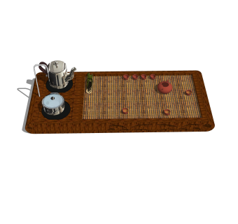 中式茶盘茶具草图大师模型，茶具su模型下载