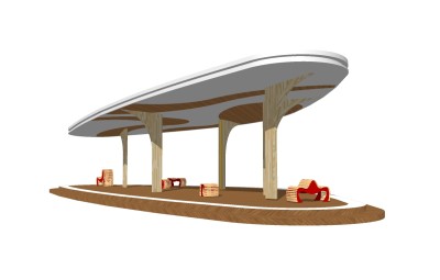 现代造型廊架草图大师模型，造型廊架sketchup模型下载