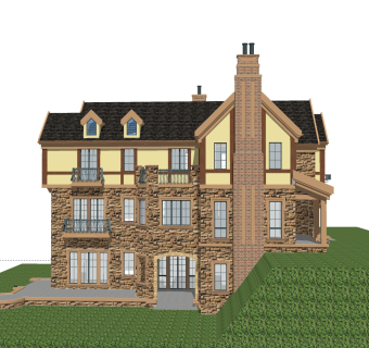 欧式别墅外观草图大师模型，别墅外观sketchup模型免费下载
