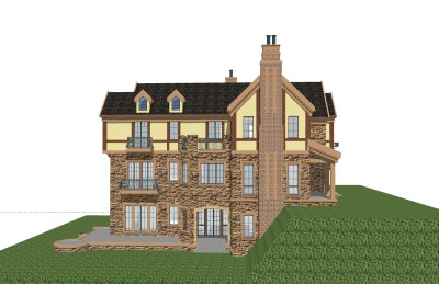 欧式别墅外观草图大师模型，别墅外观sketchup模型免费下载