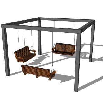 现代木质秋千su模型下载、秋千草图大师模型下载