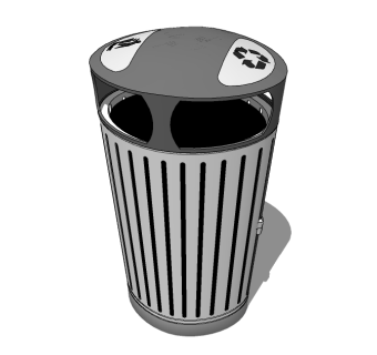现代金属垃圾桶草图大师模型，垃圾桶SU模型下载
