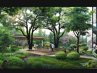 小区公园绿化效果图，园林景观效果图设计