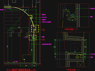天花墻面CAD節點圖，天花墻面CAD建筑圖紙下載