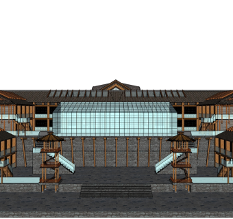 现代酒店草图大师模型下载、现代酒店su模型下载