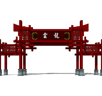 大门式牌楼草图大师模型下载，入口大门sketchup模型分享