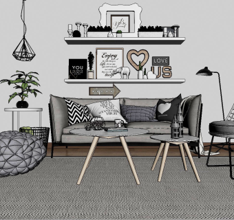 北欧沙发sketchup模型下载