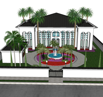 现代滨水别墅sketchup模型，别墅skb文件下载