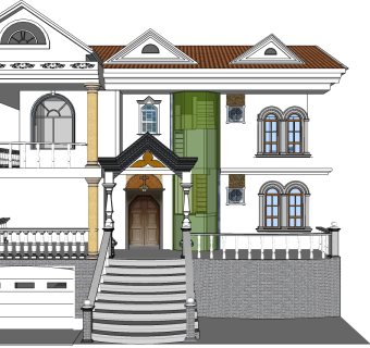 欧式别墅su模型下载、欧式别墅草图大师模型下载