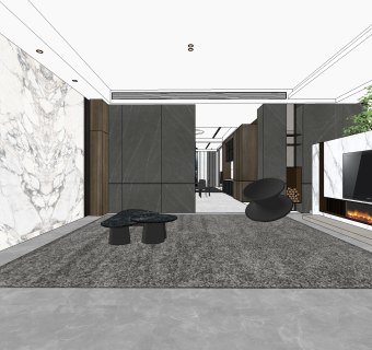 现代客厅餐厅卧室卫浴组合su模型，客厅餐厅卧室草图大师模型下载