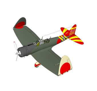 现代日本爱知D3A型瓦尔轰炸机su模型下载，轰炸机草图大师模型