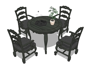 中式<em>餐桌椅</em>草图大师模型，<em>餐桌椅</em>skb文件下载