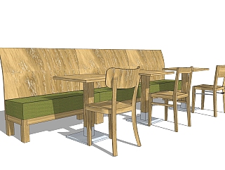 现代卡座<em>餐桌椅</em>免费su模型，<em>餐桌椅</em>sketchup模型下载