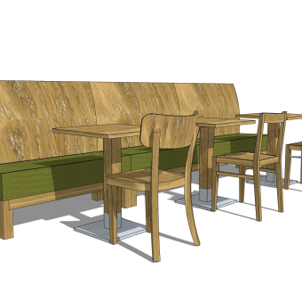 现代卡座餐桌椅免费su模型，餐桌椅sketchup模型下载