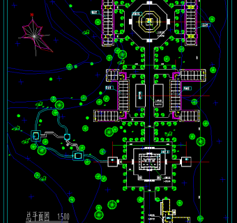 寺庙规划总平面图，寺庙CAD建筑图纸下载