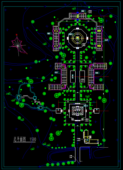 寺庙规划总平面图，寺庙CAD建筑图纸下载