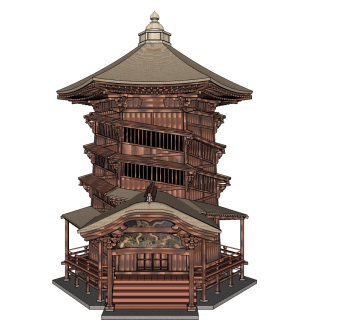 古建楼阁草图大师模型下载、楼阁su模型下载