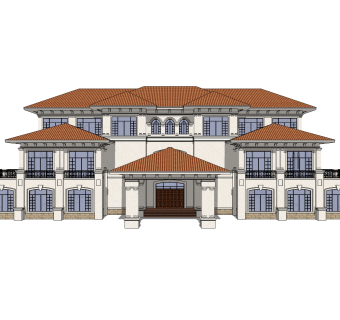 欧式别墅su模型，别墅sketchup模型下载