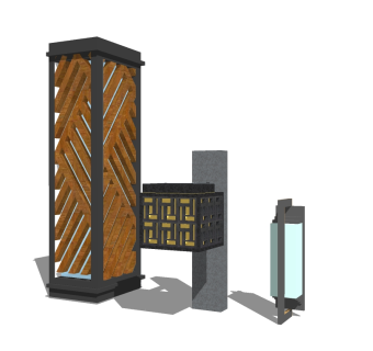 新中式造型壁灯组合草图大师模型，造型壁灯组合sketchup模型下载
