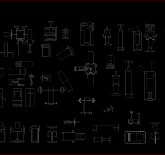 健身运动器材CAD图块，cad图库下载