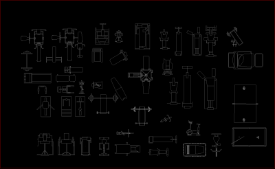 健身运动器材CAD图块，cad图库下载