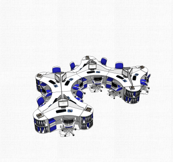 现代办公桌sketchup模型，办公桌su模型下载