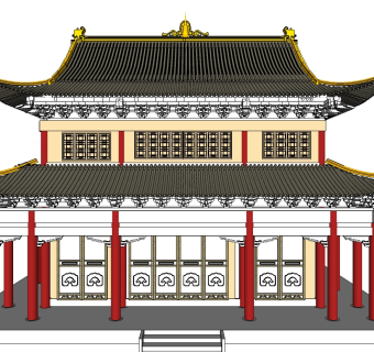 中式古建阁楼草图大师模型下载、古建阁楼草图大师模型下载