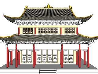 中式古建阁楼草图大师模型下载、古建阁楼草图大师模型下载