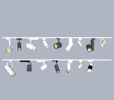 现代筒灯射灯组合su模型，筒灯射灯组合skp模型下载