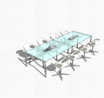 现代玻璃会议桌草图大师模型，会议桌sketchup模型下载