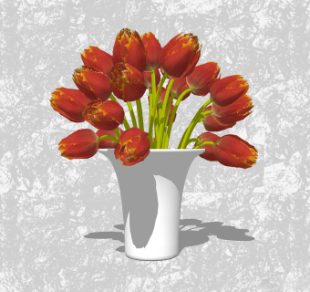 郁金香插花艺草图大师模型，花瓶艺术装饰sketchup模型下载