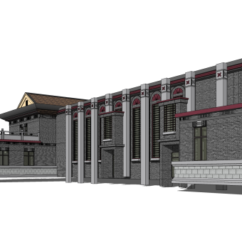 新中式酒店草图大师模型，酒店sketchup模型免费下载