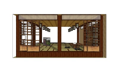 日式茶室sketchup模型下载，茶室草图大师模型