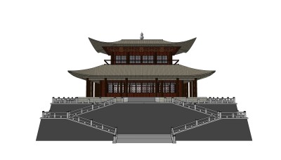 中式城楼楼阁免费su模型下载、城楼楼阁草图大师模型下载