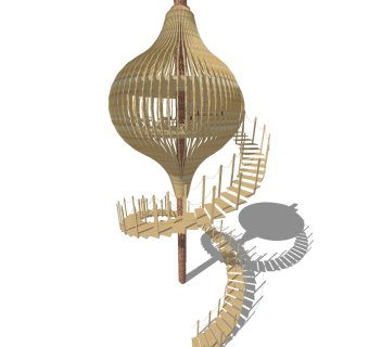 现代树屋小木屋草图大师模型，树屋小木屋sketchup模型免费下载