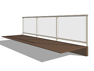 现代玻璃<em>护栏</em>免费su模型，栏杆sketchup模型下载