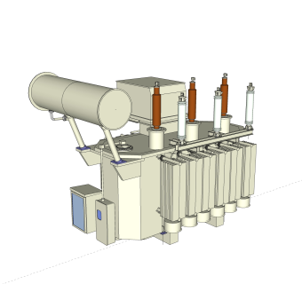 现代三相油浸式变压器草图大师模型，油浸式变压器su模型下载