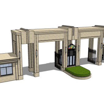 欧式入口大门草图大师模型免费下载，入口大门skb模型分享
