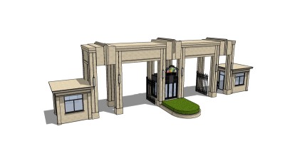 欧式入口大门草图大师模型免费下载，入口大门skb模型分享