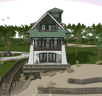 现代风格别墅草图大师模型下载，别墅SKP模型下载