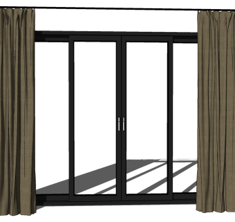 现代窗帘草图大师模型下载、现代窗帘su模型下载