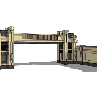 欧式入口大门草图大师模型下载，入口大门sketchup模型