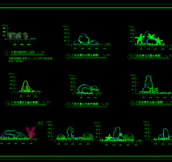 园林景观石CAD施工图，景观石CAD施工图下载