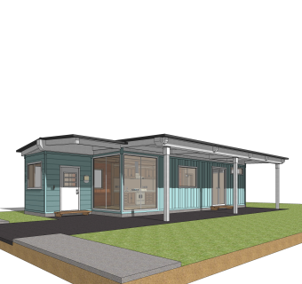 工业风集装箱住宅su模型下载，住宅外观草图大师模型分享