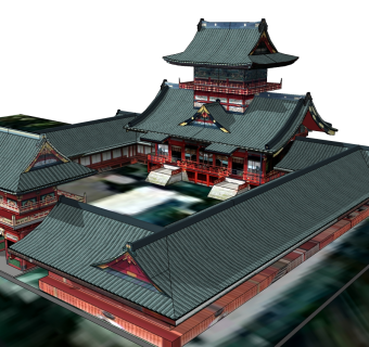 日式古建庭院草图大师模型下载、古建庭院su模型下载