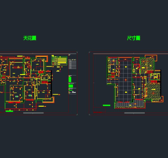 现代三居样板房CAD施工图，CAD建筑图纸免费下载