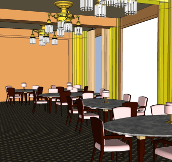 酒店宴会厅草图大师模型下载、酒店宴会厅su模型下载