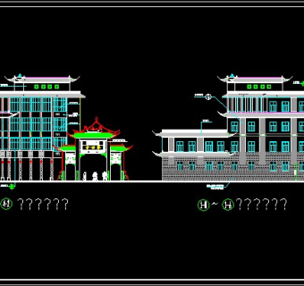 仿古建筑CAD施工图，建筑CAD图纸下载